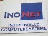 Schild InoNet in Taufkirchen bei Mnchen. Rahmen aus Aluminium Schild aus Aluverbund. Logo in 3D aus Aluminium.