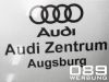 Audi Zentrum Augsburg, Beschriftung im Folienplot, Aluminiumplatte hochglanzpoliert, von 089Werbung Mnchen.