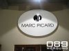 Ladenschild Marc Picard aus Acryl in Form geschnitten, Frontbeleuchtung, von 089Werbung Mnchen.